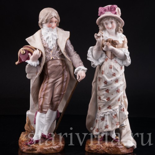 Антикварная фарфорвая статуэтка Пара, Sitzendorf, Германия, 1884-1902 гг.