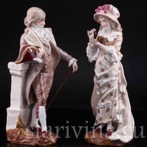 Антикварная фарфорвая статуэтка Пара, Sitzendorf, Германия, 1884-1902 гг.