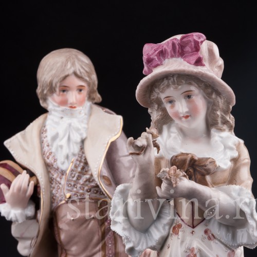 Антикварная фарфорвая статуэтка Пара, Sitzendorf, Германия, 1884-1902 гг.