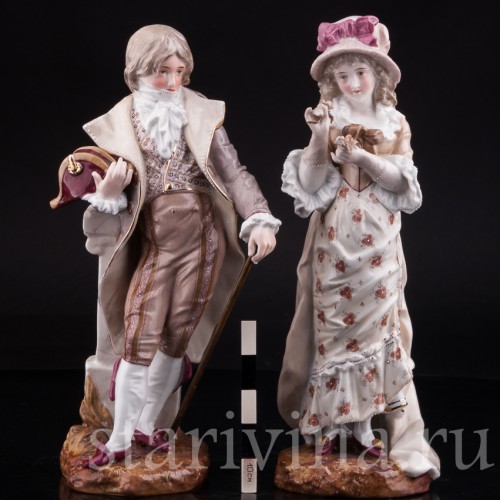 Антикварная фарфорвая статуэтка Пара, Sitzendorf, Германия, 1884-1902 гг.