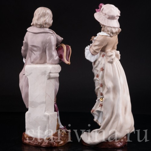 Антикварная фарфорвая статуэтка Пара, Sitzendorf, Германия, 1884-1902 гг.