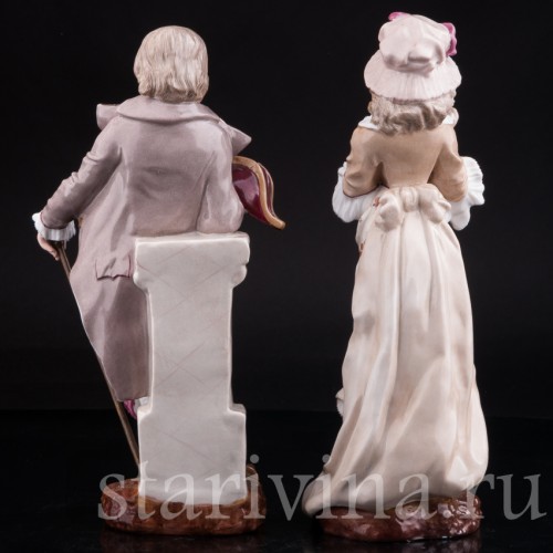 Антикварная фарфорвая статуэтка Пара, Sitzendorf, Германия, 1884-1902 гг.