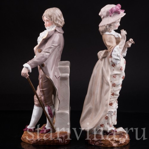 Антикварная фарфорвая статуэтка Пара, Sitzendorf, Германия, 1884-1902 гг.