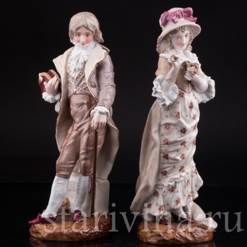 Антикварная фарфорвая статуэтка Пара, Sitzendorf, Германия, 1884-1902 гг.