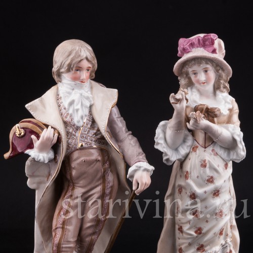 Антикварная фарфорвая статуэтка Пара, Sitzendorf, Германия, 1884-1902 гг.