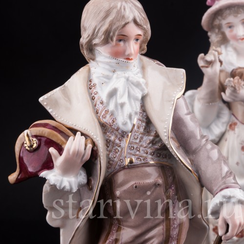 Антикварная фарфорвая статуэтка Пара, Sitzendorf, Германия, 1884-1902 гг.