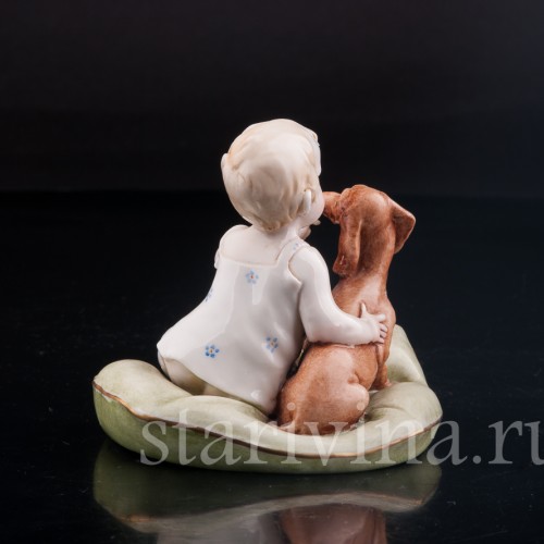 Малыш с таксой, Capodimonte, Италия, сер. 20 в