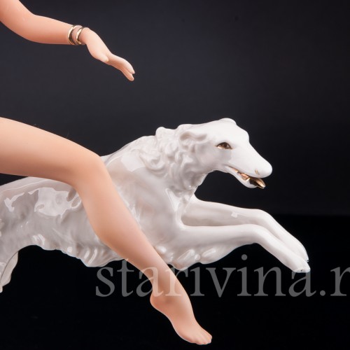 Статуэтка из фарфора Девушка с борзой, Goebel, Германия, 1953-75 гг.