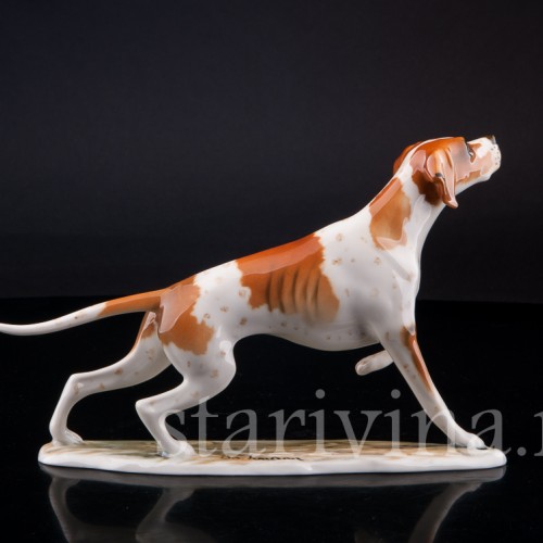 Фигурка собаки из фарфора Гончая, Alka Kaiser, Германия, до 1990 г.