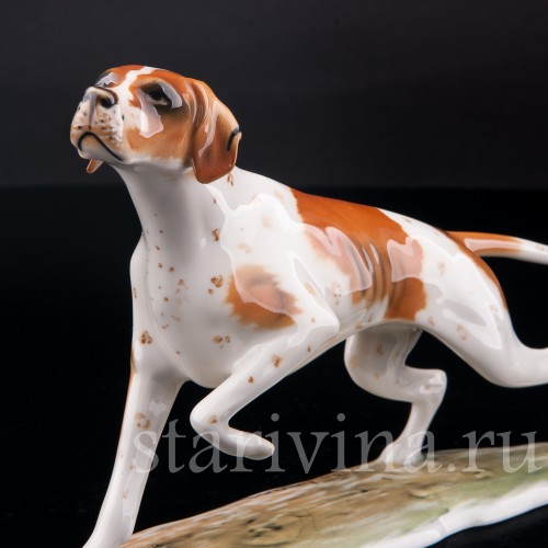 Фигурка собаки из фарфора Гончая, Alka Kaiser, Германия, до 1990 г.