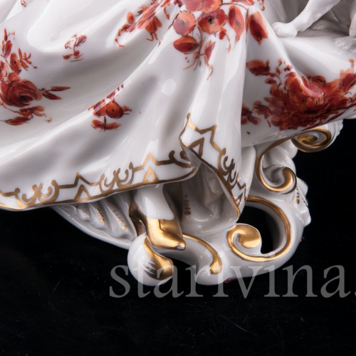 Фарфорвая статуэтка Дама с попугаем и собачкой, Volkstedt, Германия, до 1935 г.