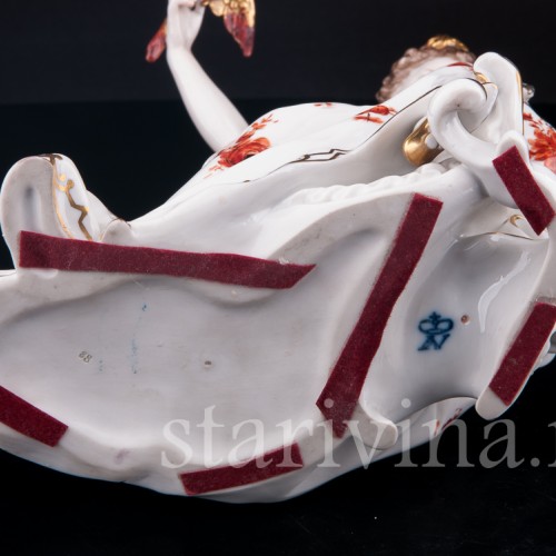 Фарфорвая статуэтка Дама с попугаем и собачкой, Volkstedt, Германия, до 1935 г.