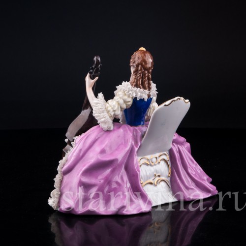 Фарфоровая статуэтка Дама с виолончелью, кружевная, Дрезден, Германия, нач. 20 в