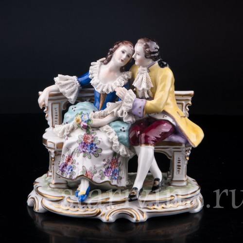 Пара на скамейке, кружевная, Volkstedt, Германия, вт. пол. 20 в