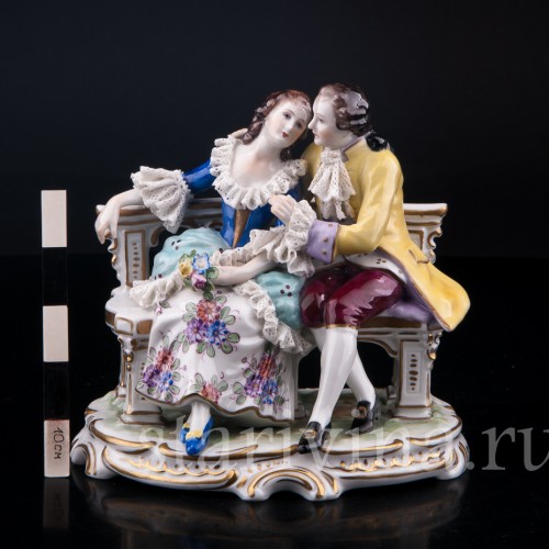 Пара на скамейке, кружевная, Volkstedt, Германия, вт. пол. 20 в