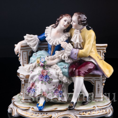 Пара на скамейке, кружевная, Volkstedt, Германия, вт. пол. 20 в