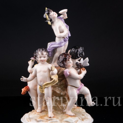 Фарфорвая композиция Аллегория пяти чувств, Volkstedt, Германия, вт. пол. 20 в.