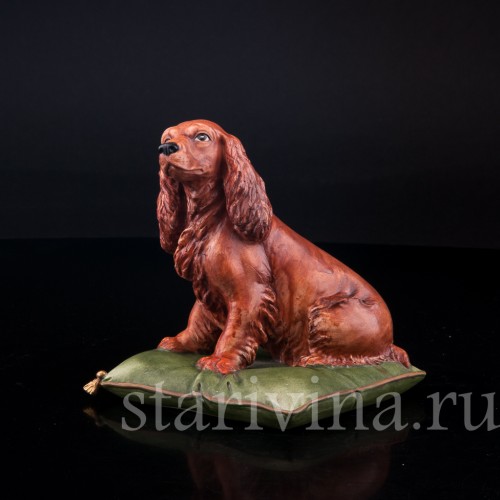 Фигурка собаки из фарфора Кокер спаниель на подушке, Capodimonte, Италия, вт. пол. 20 в.