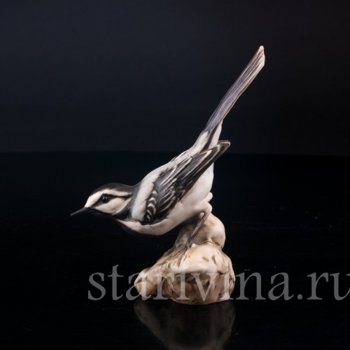 Фигурка птицы из фарфора Трясогузка, Alka Kaiser, Германия, до 1991 г.