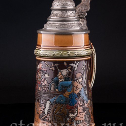 Старинная пивная кружка Ландскнехты, 1/2 л, Villeroy & Boch, Германия, 1894 г.