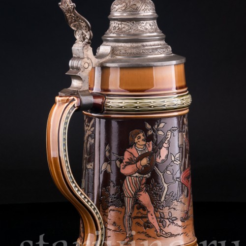 Старинная пивная кружка Ландскнехты, 1/2 л, Villeroy & Boch, Германия, 1894 г.