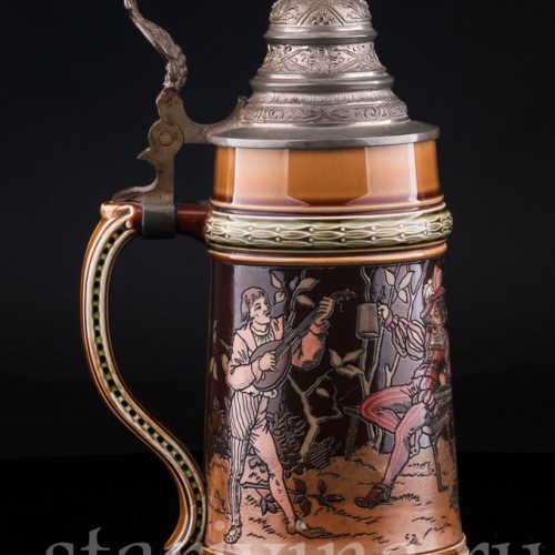 Старинная пивная кружка Ландскнехты, 1/2 л, Villeroy & Boch, Германия, 1894 г.