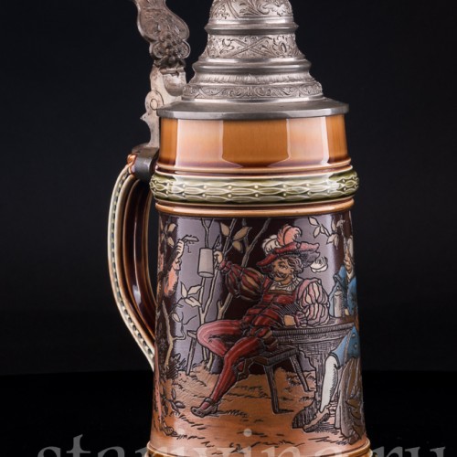 Старинная пивная кружка Ландскнехты, 1/2 л, Villeroy & Boch, Германия, 1894 г.