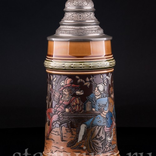 Старинная пивная кружка Ландскнехты, 1/2 л, Villeroy & Boch, Германия, 1894 г.