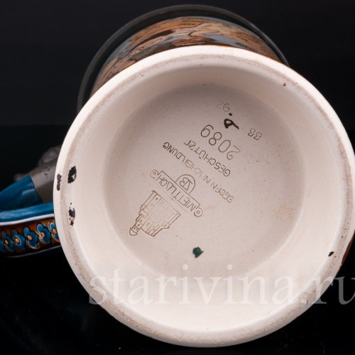 Старинная пивная кружка Выпивоха на Олимпе, 1/2 л, Villeroy & Boch, Германия, 1892 г.