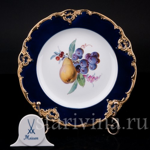 Фарфорвая Тарелка Груша и виноград, Meissen, Германия.
