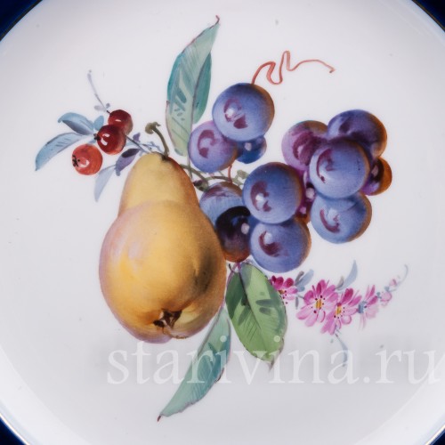 Фарфорвая Тарелка Груша и виноград, Meissen, Германия.