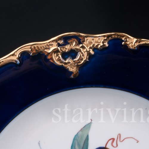 Фарфорвая Тарелка Груша и виноград, Meissen, Германия.