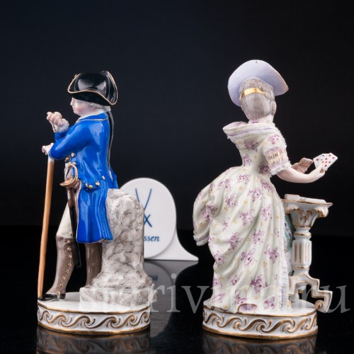 Статуэтка из фарфора Пара, кавалер с часами, дама с картами, Meissen, Германия, кон. 19 - нач. 20 вв.