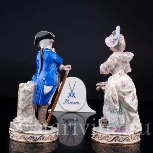 Статуэтка из фарфора Пара, кавалер с часами, дама с картами, Meissen, Германия, кон. 19 - нач. 20 вв.