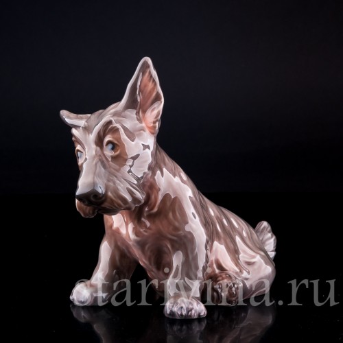 Фигурка собаки из фарфора Терьер, миниатюра, Dahl Jensen, Дания, сер. 20 в.