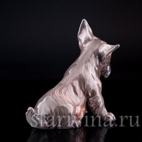 Фигурка собаки из фарфора Терьер, миниатюра, Dahl Jensen, Дания, сер. 20 в.