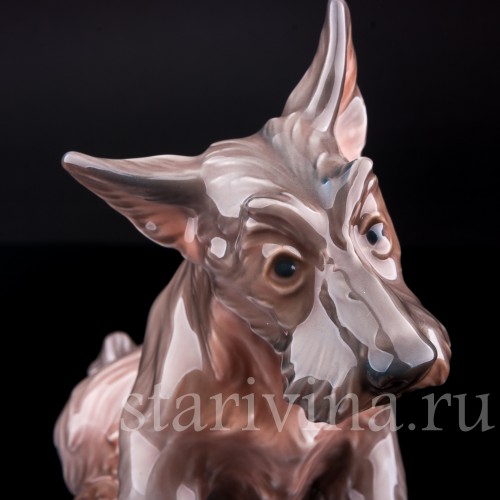 Фигурка собаки из фарфора Терьер, миниатюра, Dahl Jensen, Дания, сер. 20 в.