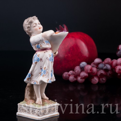 Рог изобилия, девочка с фруктами, Volkstedt, Германия, 1886-1894 гг