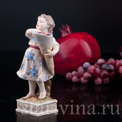 Рог изобилия, девочка с фруктами, Volkstedt, Германия, 1886-1894 гг