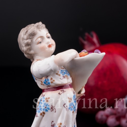 Рог изобилия, девочка с фруктами, Volkstedt, Германия, 1886-1894 гг