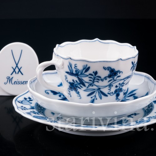 Чайное трио, Луковичный узор, Meissen, Германия, кон. 19 - нач. 20 вв