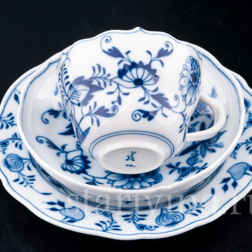 Чайное трио, Луковичный узор, Meissen, Германия, кон. 19 - нач. 20 вв