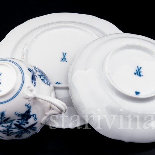 Чайное трио, Луковичный узор, Meissen, Германия, кон. 19 - нач. 20 вв