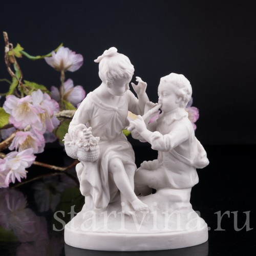 Дети с корзинкой и дудочкой, Volkstedt, Германия, кон. 19 в