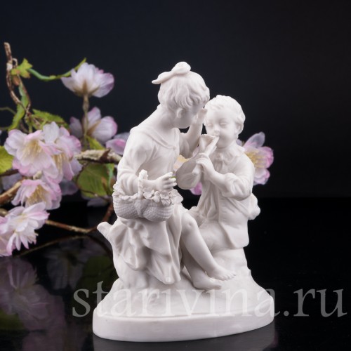 Дети с корзинкой и дудочкой, Volkstedt, Германия, кон. 19 в