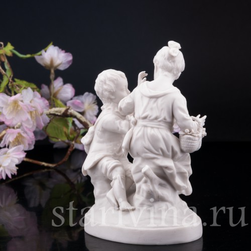 Дети с корзинкой и дудочкой, Volkstedt, Германия, кон. 19 в