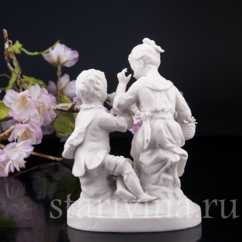 Дети с корзинкой и дудочкой, Volkstedt, Германия, кон. 19 в