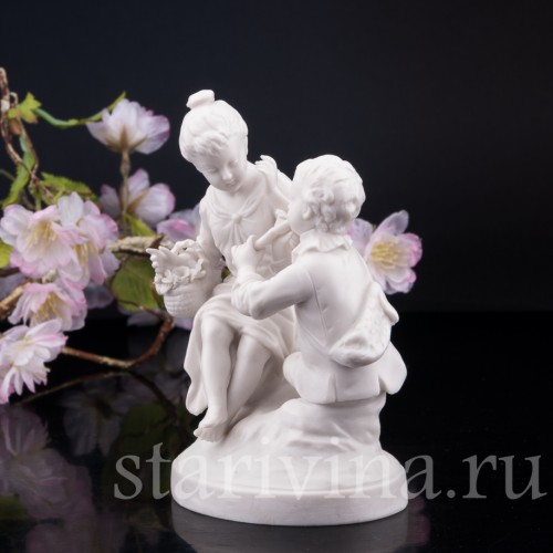 Дети с корзинкой и дудочкой, Volkstedt, Германия, кон. 19 в