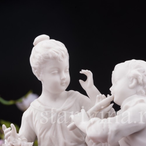 Дети с корзинкой и дудочкой, Volkstedt, Германия, кон. 19 в