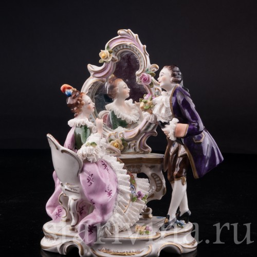 Пара у зеркала, кружевная, Volkstedt, Германия, вт. пол. 20 в